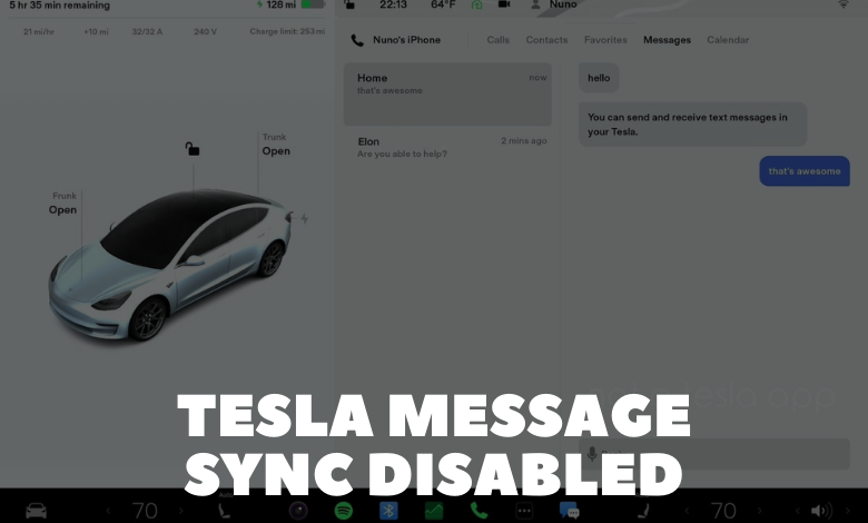 Tesla Message Sync Disabled